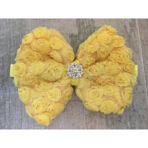 Baby Girl Toddler Yellow Large Elastic Headband Bow Hair Accessory NEW Handmade